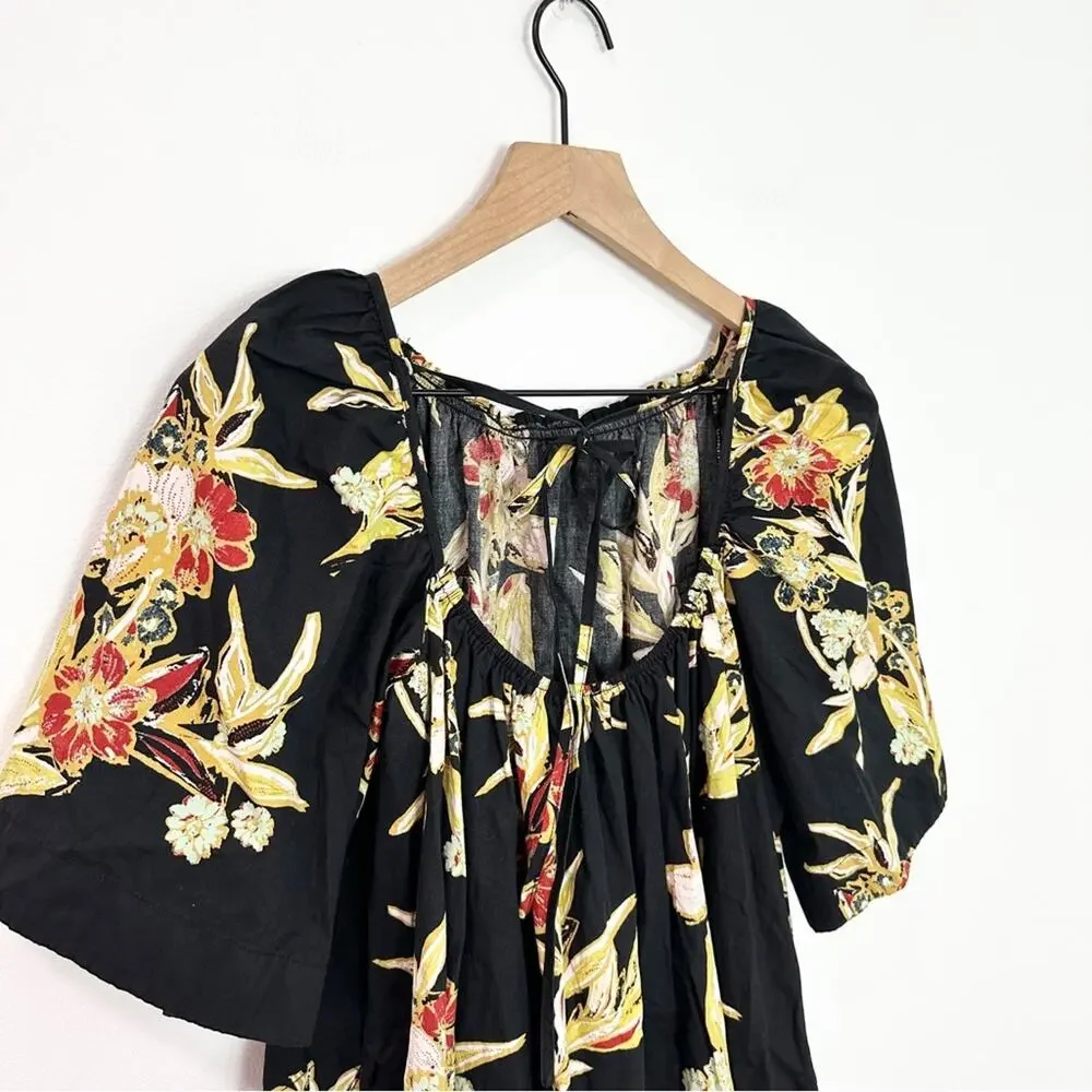 Free People Jodie Floral Tunic Mini Dress Babydoll Night Combo size Small
